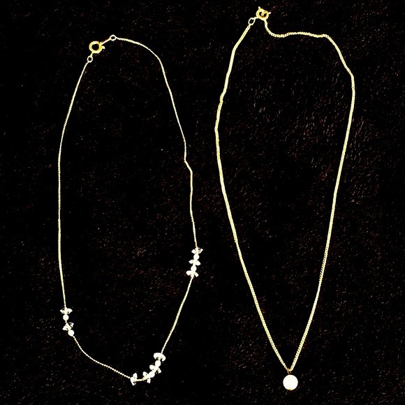 unknown Jewelry - Two Delicate and Dainty Vintage Gold Tone Necklaces